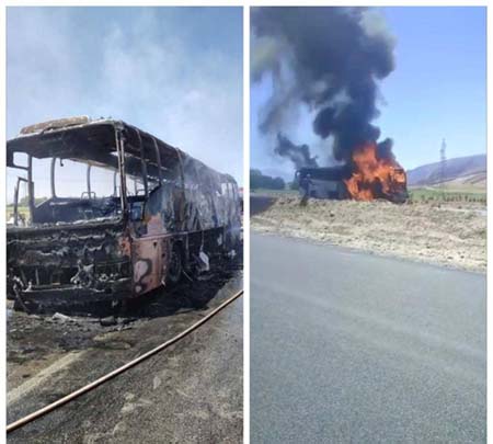 آتش‌سوزی اتوبوس حامل سربازان ارتش در فارس آسیب جانی نداشت
