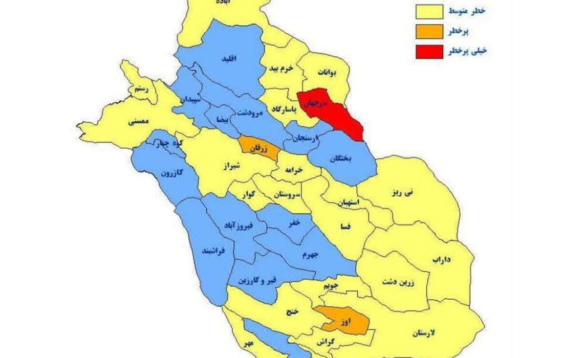 بازگشت رنگ قرمز به نقشه کرونا در فارس