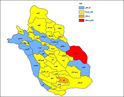 افزوده شدن رنگ قرمز به نقشه کرونا در فارس