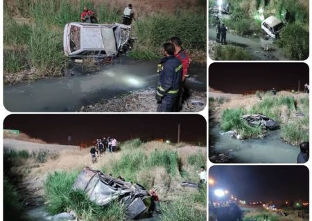تصادف منجر به سقوط دو خودرو در کمربندی شیراز شد