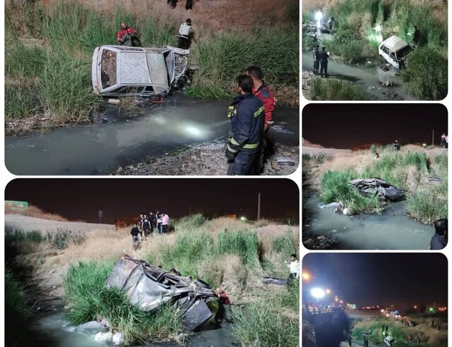 تصادف منجر به سقوط دو خودرو در کمربندی شیراز شد